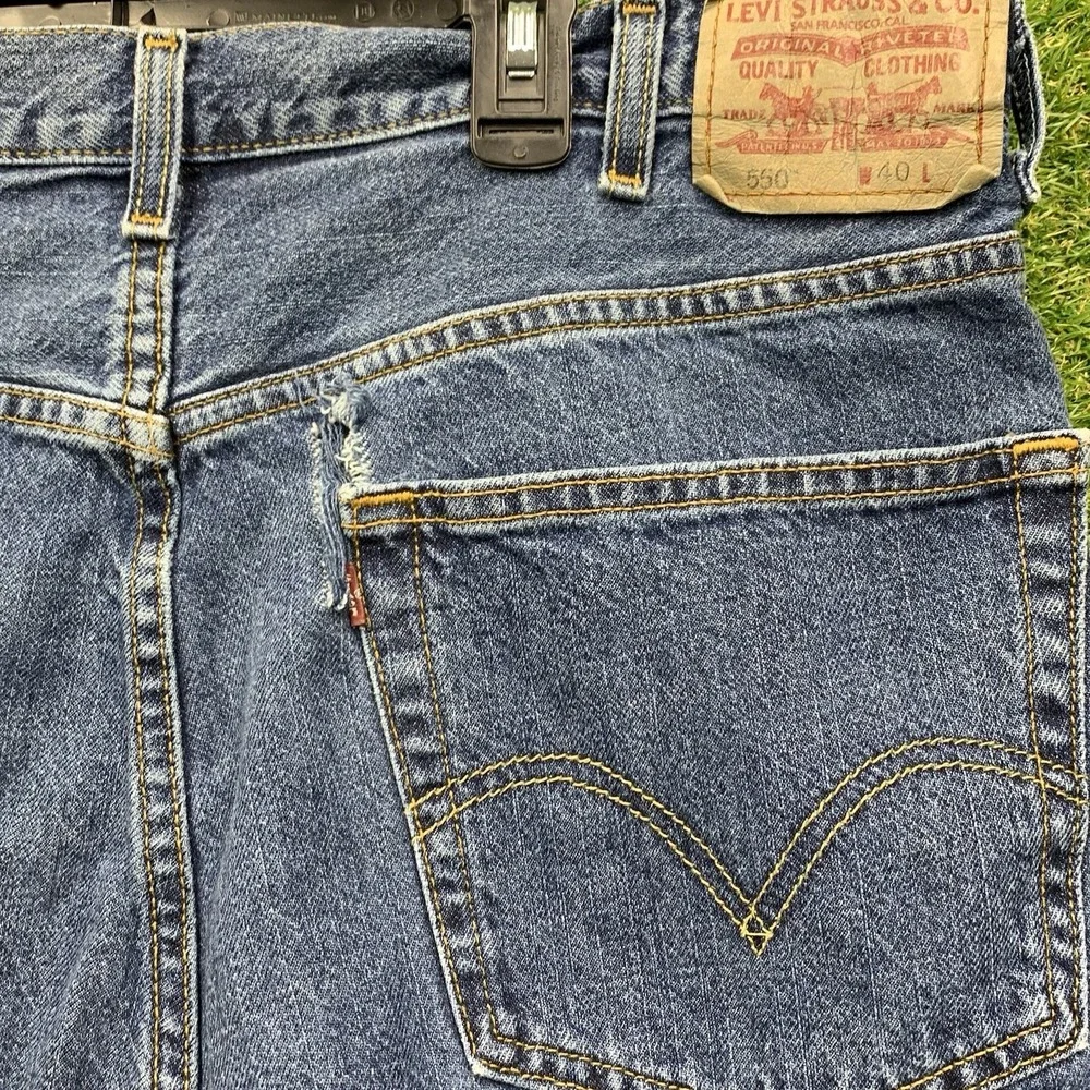 Levis 550 Jean Shorts Mens 40 Denim Jorts Baggy Loose Skater Dark Wash 90s Work